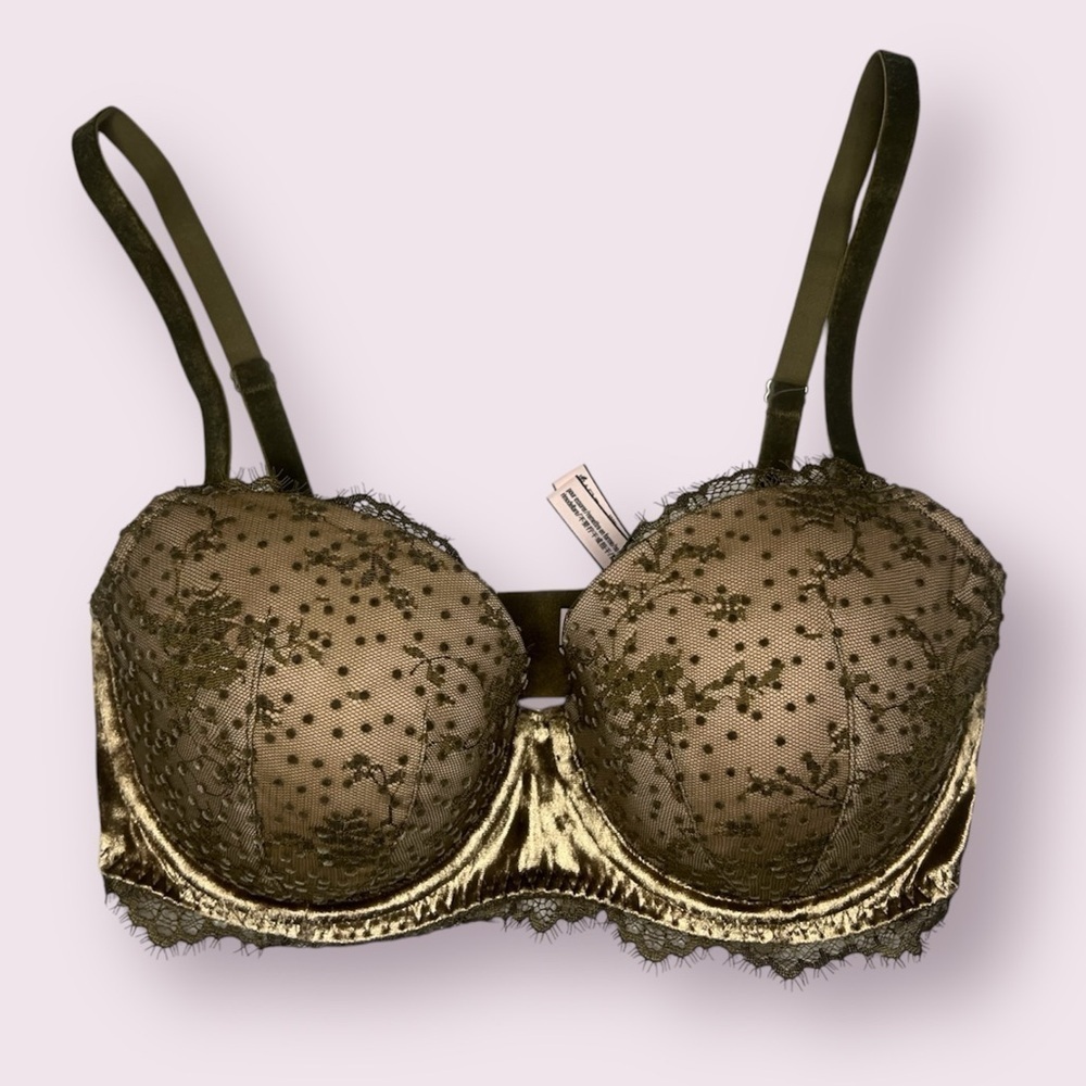 Victoria's Secret Olive Green Lace Underwire Bra